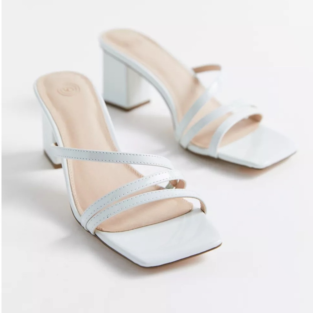 Urban Outfitters White Strappy Block Heel Sandals